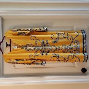 Ashley Stewart Midi Yellow, Black and White dress